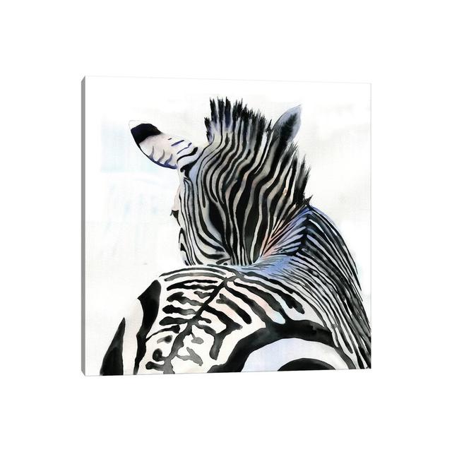 Zebra Contours by Rachel Parker - Painting Print on Canvas Bloomsbury Market Size: 93.98cm H x 93.98cm W x 3.81cm D, Format: Wrapped Canvas on Productcaster.