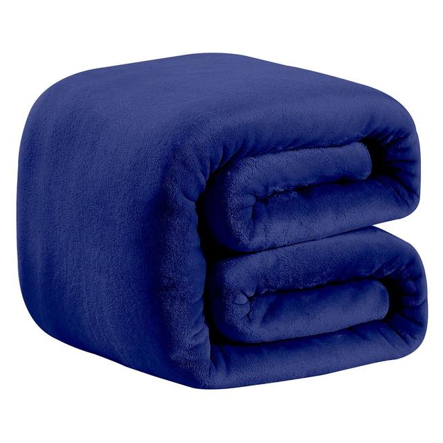 Orkin Soft Faux Fur Reversible Mink Fleece Blanket Throw Canora Grey Colour: Navy, Size: W150 x L200cm on Productcaster.