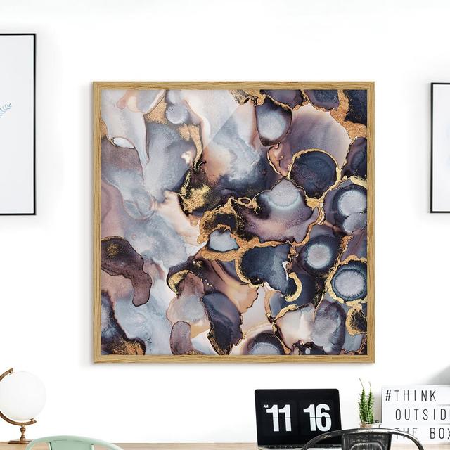 Marble with Gold - Picture Frame Graphic Art Fairmont Park Size: 70cm H x 70cm W x 2cm D, Format: Brown on Productcaster.