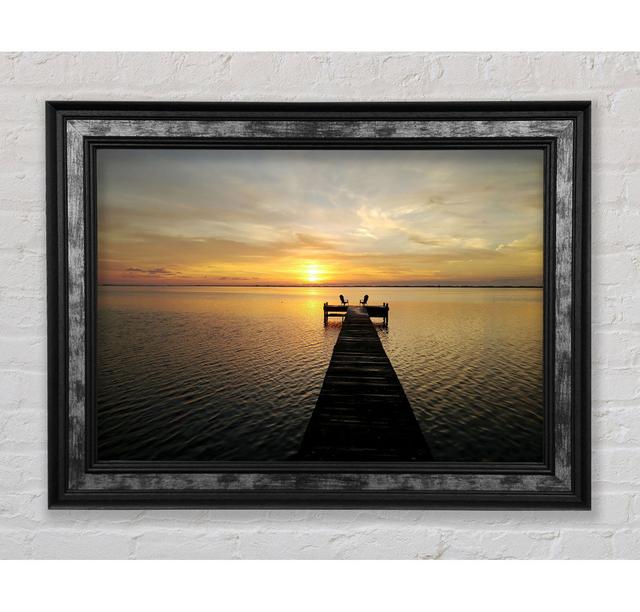 Sunset Waters 1 Framed Print Highland Dunes Size: 84.1cm H x 142.2cm W on Productcaster.