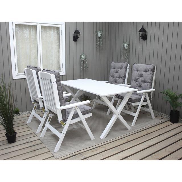 Hannahs Rectangular 4 - Person 150cm Long Dining Set with Cushions Marlow Home Co. Colour: White on Productcaster.