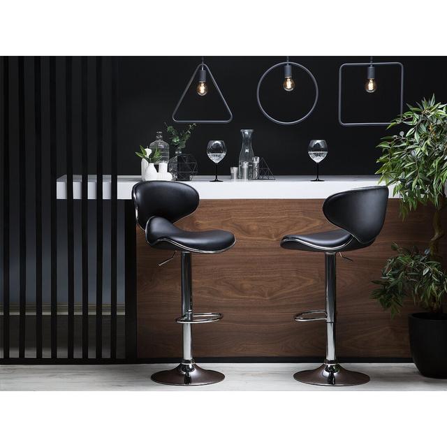 Carrington Height Adjustable Swivel Bar Stool Metro Lane Seat Colour: Black on Productcaster.