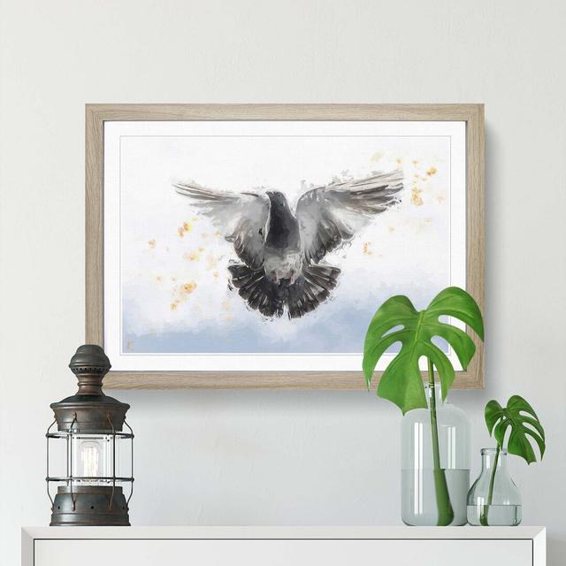 Flying Pigeon in Abstract - Picture Frame Graphic Art Print East Urban Home Size: 40cm H x 60cm W x 2cm D, Frame Option: Oak on Productcaster.