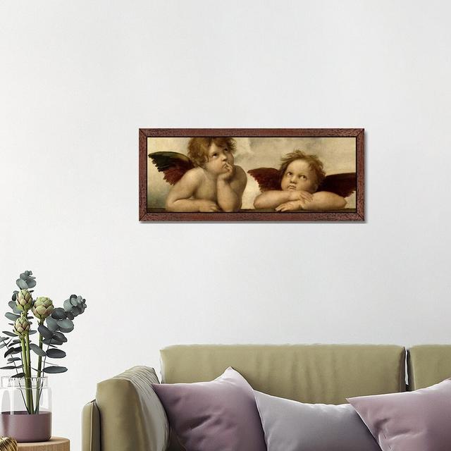 'The Two Angels' by Raphael- Floater Frame Panoramic Painting Print on Canvas Astoria Grand Size: 41cm H x 122cm W x 4cm D, Frame Option: Brown on Productcaster.