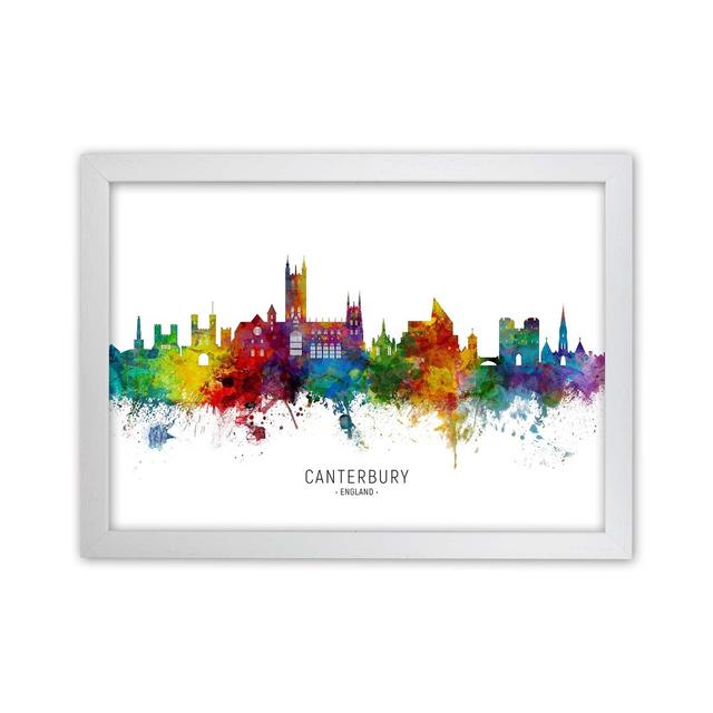 Canterbury England Skyline by Michael Tompsett - Print Ebern Designs Format: White Framed, Size: 64cm H x 88cm W x 3cm D on Productcaster.