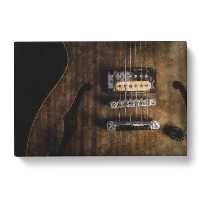 Strings of the Electric Guitar - Wrapped Canvas Graphic Art Print East Urban Home Size: 45cm H x 76cm W x 4cm D on Productcaster.