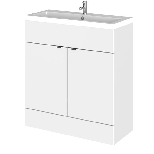 Fusion 805mm Free-standing Hudson Reed Vanity Unit Colour: White on Productcaster.