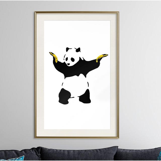 Gerahmter Grafikdruck Banksy Panda with Guns Maturi Größe: 60 cm H x 40 cm B x 1,5 cm T, Rahmenauswahl: Mattgoldener Rahmen on Productcaster.