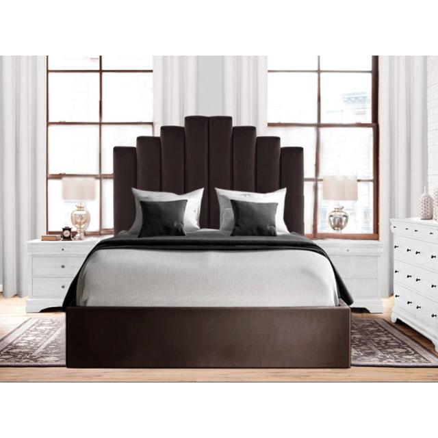 Amarri Upholstered Panel Bed Canora Grey Size: Kingsize (5'), Colour: Dark Brown on Productcaster.