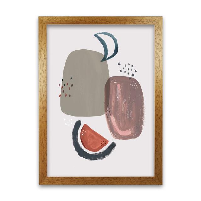 Abstract Moon by Laura Irwin - Graphic Art Print on Paper 17 Stories Size: 42cm H x 29.7cm W x 3cm D, Frame Option: Oak Framed on Productcaster.