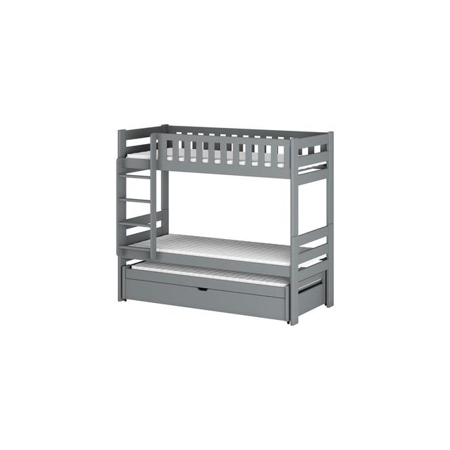 Atti Solid Wood Bunk Bed with Trundle by Harriet Bee Harriet Bee Colour (Bed Frame): Grey, Size: 90cm x 190cm on Productcaster.