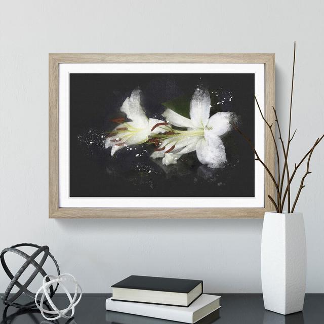 White Lily Flowers - Picture Frame Graphic Art East Urban Home Size: 27cm H x 36cm W x 2cm D, Frame Option: Oak Framed on Productcaster.