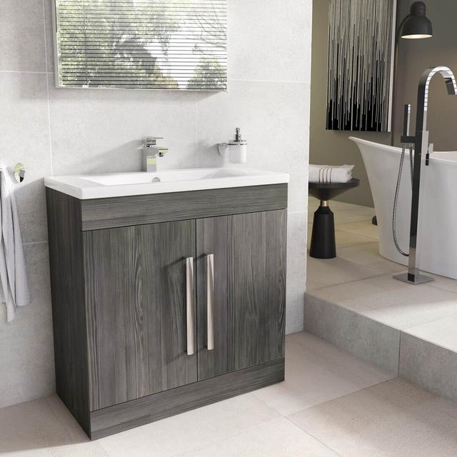 Whitfield 800mm Free-standing Vanity Unit Belfry Bathroom Base Finish: Dark Elm on Productcaster.