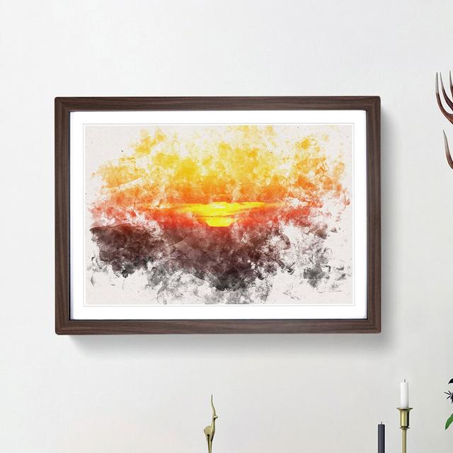 Sunset over Sequoia National Park Watercolour - Picture Frame Graphic Art Print East Urban Home Size: 62cm H x 87cm W x 2cm D, Frame Option: Walnut Fr on Productcaster.