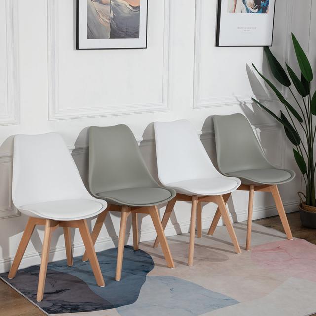 Elianna Upholstered Dining Chair (Set of 4) Wade Logan Colour: White/Grey on Productcaster.