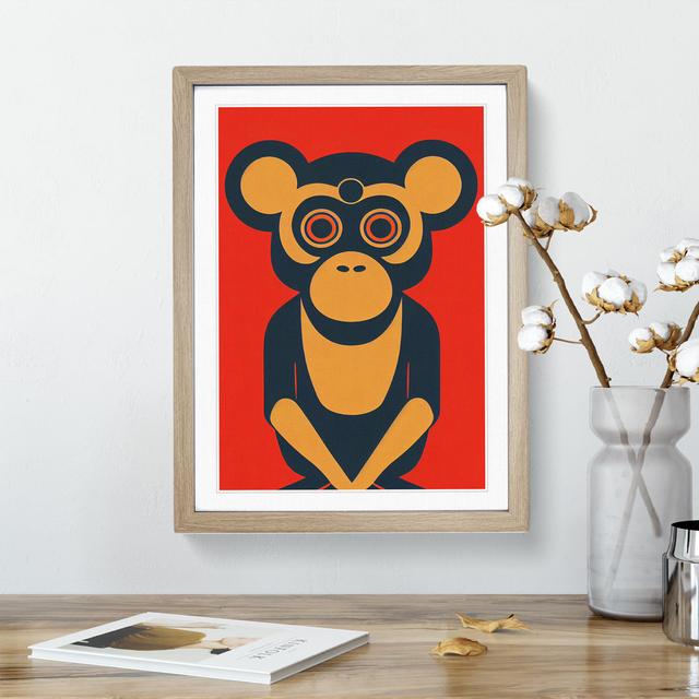 Monkey In Abstract No.2 - Wrapped Canvas Print Marlow Home Co. Size: 34cm H x 25cm W x 2cm D, Format: Oak on Productcaster.