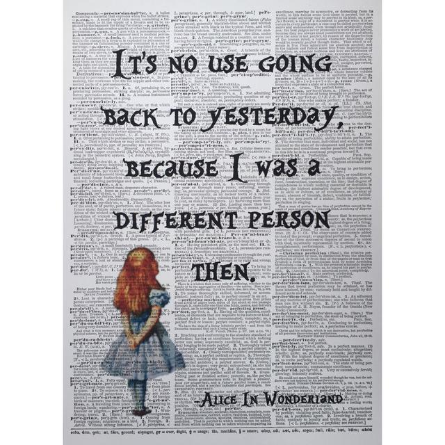 A3 Alice In Wonderland Yesterday Quote Dictionary Print - Motivational Wall Art Disney Classics on Productcaster.