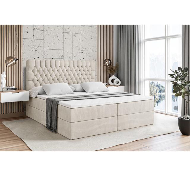 Boxspringbett Ahmik Fairmont Park Farbe: Beige, Größe: 200 × 200 cm on Productcaster.