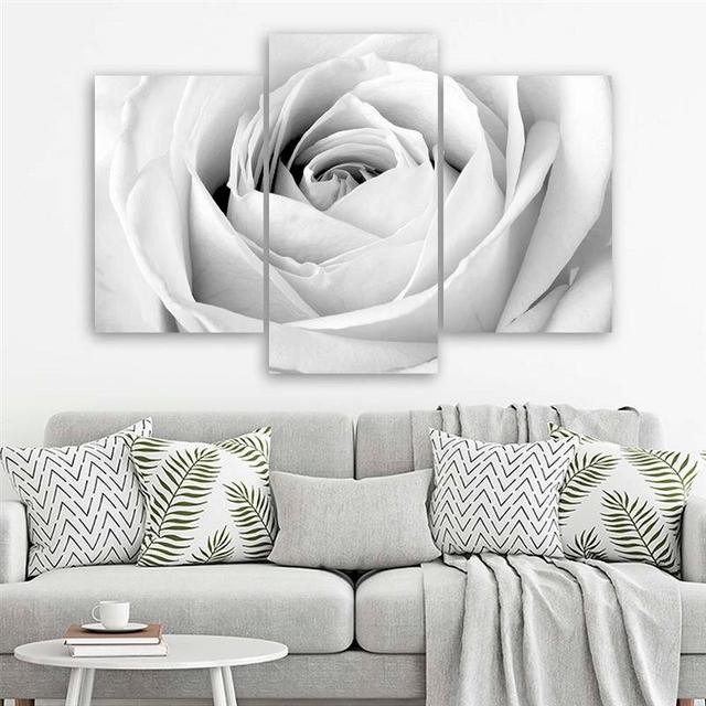 3-tlg. Leinwandbilder-Set White Rose 17 Stories Größe: 100 cm H x 150 cm B on Productcaster.