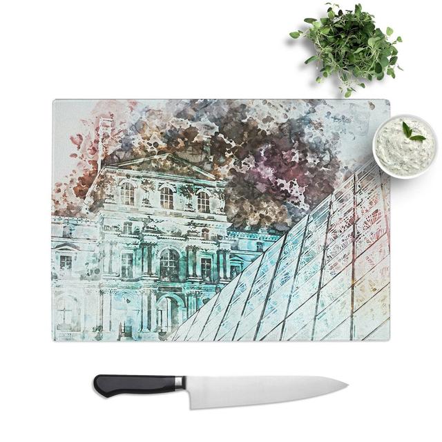 Tempered Glass The Louvre Pyramid in Paris France in Abstract Chopping Board East Urban Home Size: 39 cm W x 28.5 cm L on Productcaster.