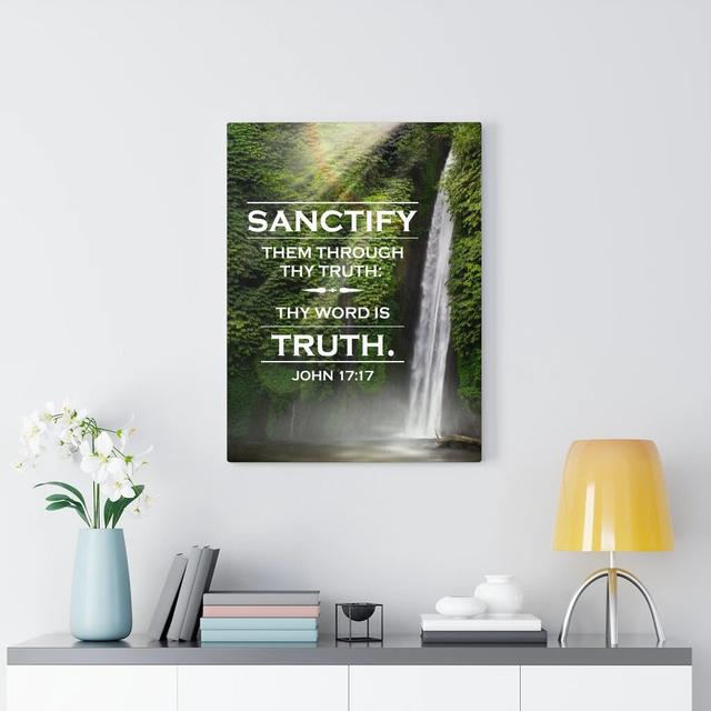 Sanctify Them - Wrapped Canvas Typography Blue Elephant Size: 76cm H x 61cm W on Productcaster.