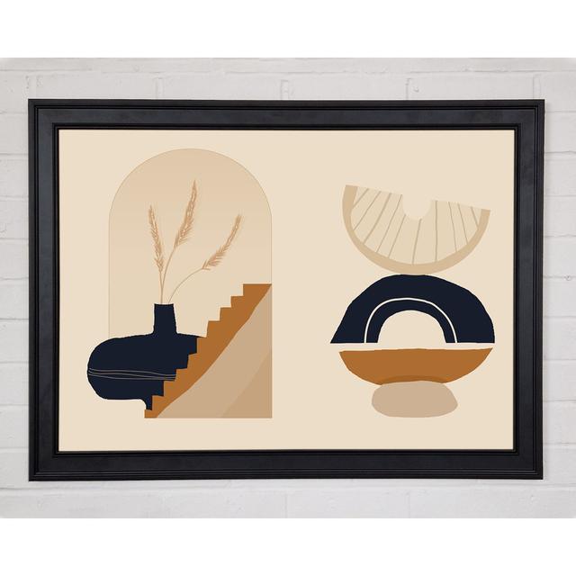 Mid Century Vase And Flower Framed Print Corrigan Studio Size: 42cm H x 59.7cm W x 1.5cm D, Format: Matte Black Framed Paper on Productcaster.