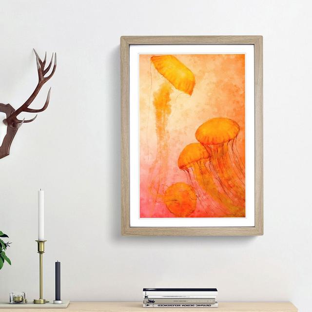 The Orange Jellyfish - Picture Frame Painting Print East Urban Home Frame Option: Oak Framed, Size: 87cm H x 62cm W x 2cm D on Productcaster.