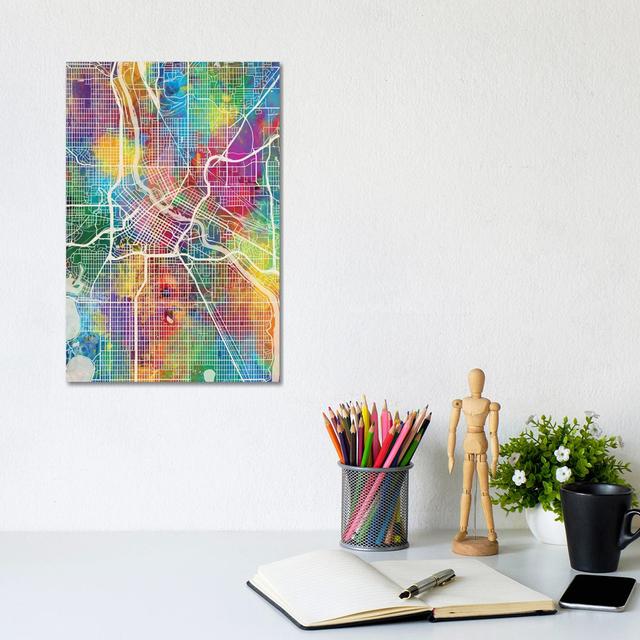 Minneapolis Minnesota City Map I by Michael Tompsett - Wrapped Canvas Gallery-Wrapped Canvas Giclée Borough Wharf Size: 30.48cm H x 20.32cm W x 1.91cm on Productcaster.