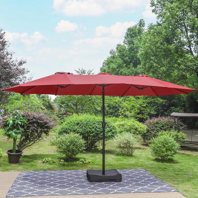 Ayram 457cm x 274cm Rectangular Traditional Umbrella Dakota Fields Fabric Colour: Burgundy on Productcaster.