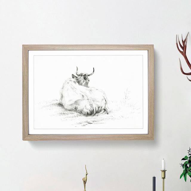 Rear of a Lying Cow by Jean Bernard - Picture Frame Drawing Print East Urban Home Size: 36cm H x 48cm W x 2cm D, Frame Option: Oak Framed on Productcaster.