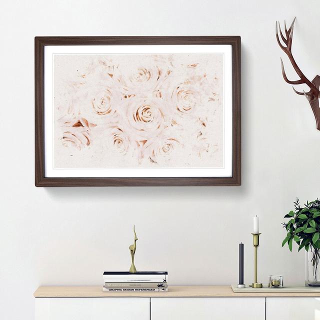 Wall Of Pink Roses Watercolour - Picture Frame Graphic Art East Urban Home Frame Option: Walnut, Size: 33cm H x 45cm W x 2cm D on Productcaster.