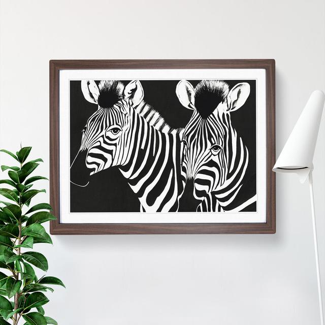 Two Zebras Vol.2 - Picture Frame Graphic Art Latitude Vive Frame Colour: Walnut Framed, Size: 34cm H x 46cm W x 2cm D on Productcaster.