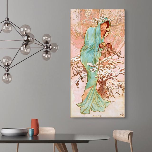 'Winter' by Alphonse Mucha - Wrapped Canvas Painting Print Fleur De Lis Living Size: 120cm H x 60cm W x 4cm D on Productcaster.