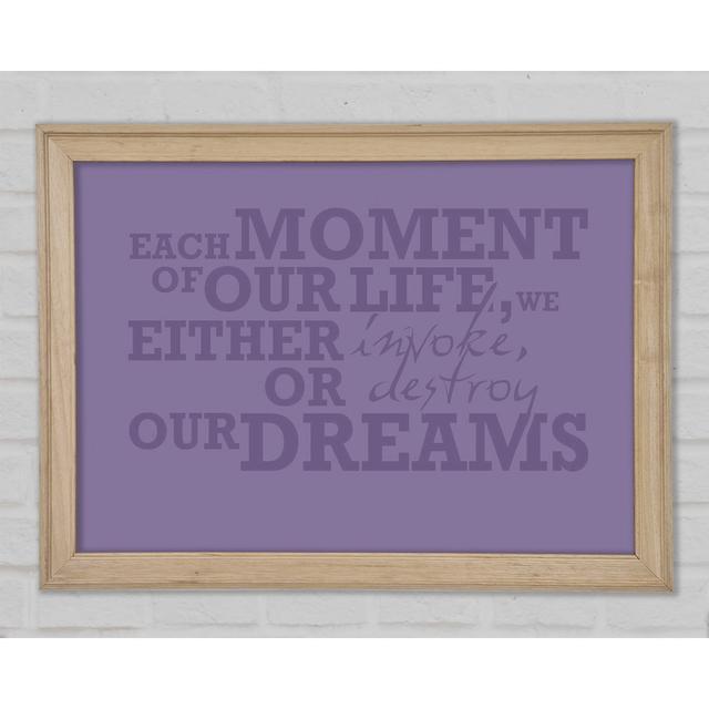 Each Moment Of Our Life - Single Picture Frame Typography Happy Larry Size: 21cm H x 29.7cm W x 1.5cm D, Colour: Lilac on Productcaster.