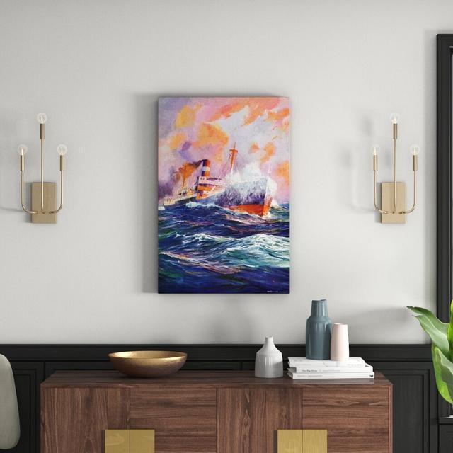 Steam Boat Art Print Wrapped on Canvas East Urban Home Size: 91cm H x 61cm W x 3.81cm D on Productcaster.