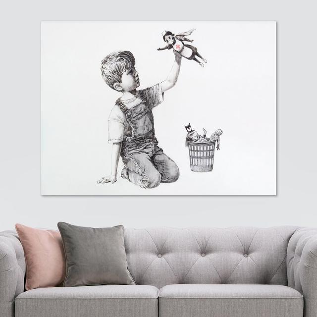 Banksy NHS Superheroes - Wrapped Canvas Art Print ClassicLiving Size: 20.5cm H x 31cm W x 4cm D on Productcaster.