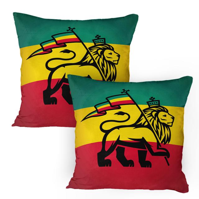 Judah Lion, Rastafarian Flag Microfiber Sham (Set of 2) East Urban Home on Productcaster.