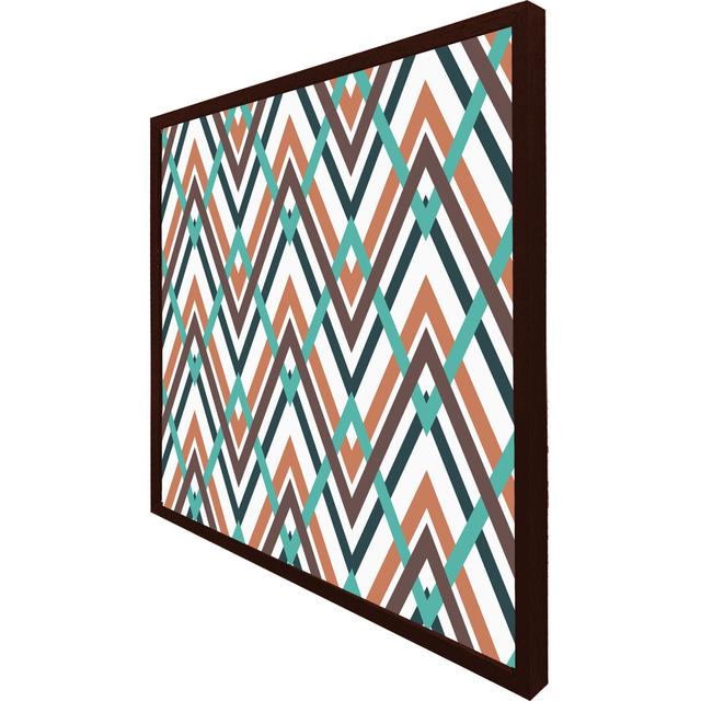 Darrtown Coloured Geometric Zig Zag - Single Picture Frame Print Latitude Run Size: 61cm H x 61cm W x 4cm D, Frame Colour: Brown Framed on Productcaster.