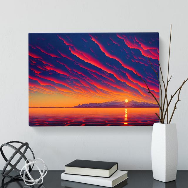 Contemporary Ocean Sunset House of Hampton Size: 50cm H x 76cm W x 3cm D on Productcaster.