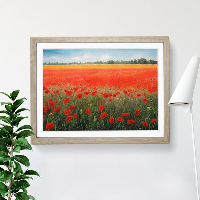 Watercolour Poppy Field Vol.7 - Single Picture Frame Print Marlow Home Co. Format: Light Grey/Brown, Size: 46cm H x 64cm W on Productcaster.