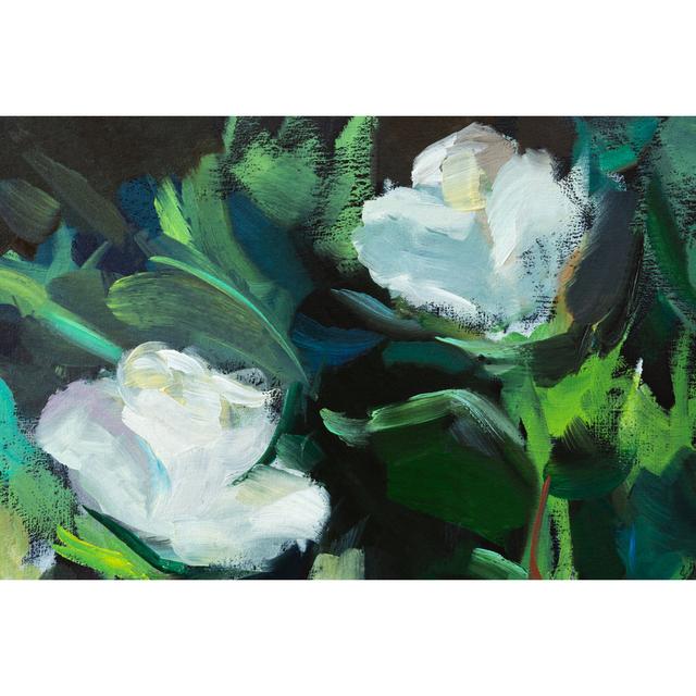 Swoyersville White Roses Oil Painting by Anna Pismenskova - Wrapped Canvas Painting Marlow Home Co. Size: 81cm H x 122cm W x 3.8cm D on Productcaster.