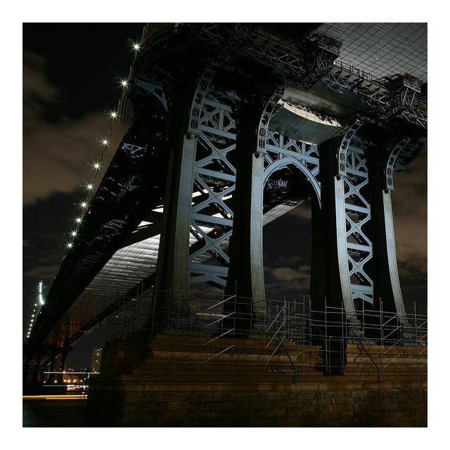 New York Manhattan Bridge at Night Textured Semi-Gloss Wall Mural East Urban Home Size: 2.4m x 240cm, Material quality: Premium (150g/m²) on Productcaster.