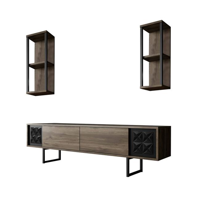 TV stand Dfantin, Living room sideboard, Low cabinet for TV, 180x30h48 cm, White and Black Borough Wharf Colour: Walnut/Black on Productcaster.