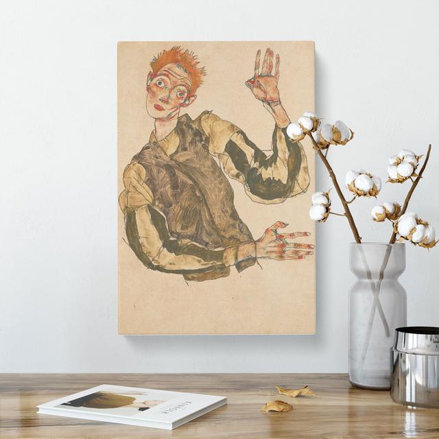 Self-Portrait Vol.4 by Egon Schiele - Wrapped Canvas Painting East Urban Home Size: 60cm H x 40cm W x 3cm D on Productcaster.