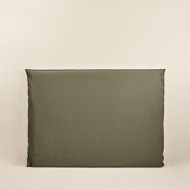 Carlina Linen 100% Zip Headboard Cover Madura Size: 134cm H x 170cm W, Colour: Green on Productcaster.