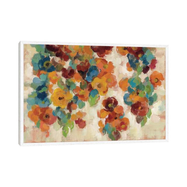 Spice And Turquoise Florals by Silvia Vassileva - Wrapped Canvas Painting iCanvas Format: White Floater Frame, Size: 45.72cm H x 66.04cm W x 3.8cm D on Productcaster.