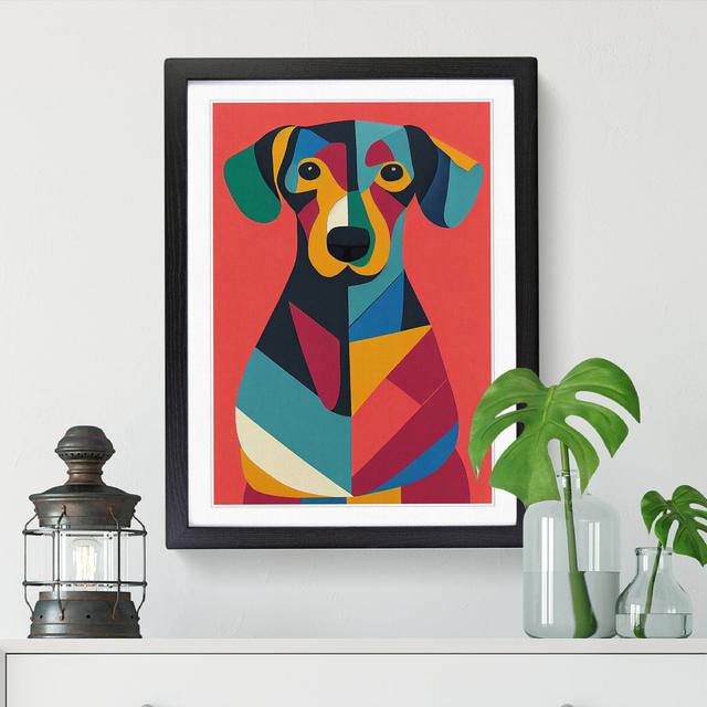 Andreaz Dachshund Patchwork - Picture Frame Print ClassicLiving Size: 46cm H x 34cm W x 2cm D, Frame Option: Walnut on Productcaster.