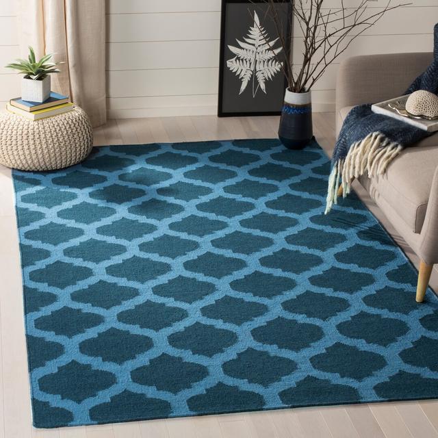 Valenzuela Handmade Flatweave Wool Blue Rug Canora Grey Rug Size: Rectangle 152 x 243cm on Productcaster.