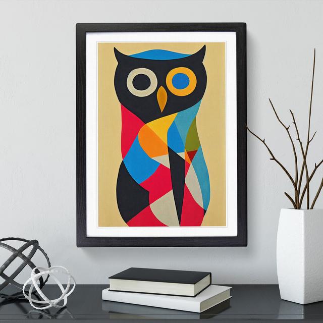 Colourful Abstract Owl No.3 - Picture Frame Graphic Art Metro Lane Frame Colour: Black, Size: 64cm H x 46cm W x 2cm D on Productcaster.