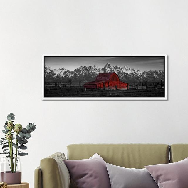 Barn Grand Teton National Park WY USA Color Pop Fleur De Lis Living Frame Colour: White, Size: 40.64cm H x 121.92cm W on Productcaster.